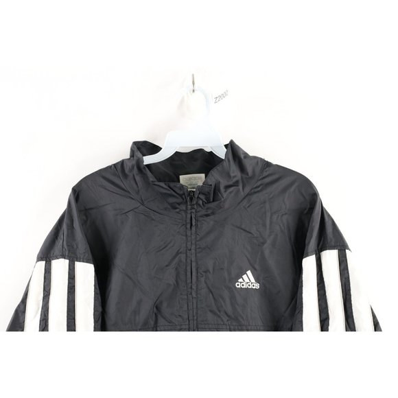 Vintage 90s Adidas Mens XL Spell Out Striped Lined Full Zip Windbreaker Jacket - Picture 2 of 12
